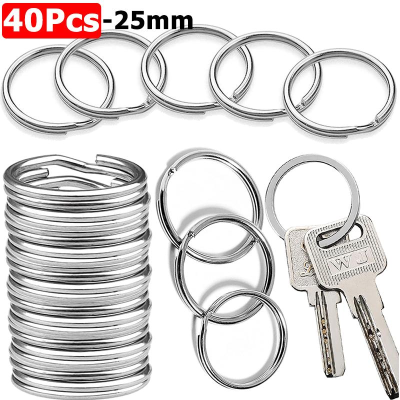 50 Stück Silberbeschichtete Metall Leere Schlüsselanhänger Schlüsselanhänger Sprengring Schlüsselanhänger Schlüsselhalter Ringe Damen Herren DIY Schlüsselanhänger Schlüssel Zubehör