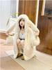 2025 Fall/Winter Women's Hooded Faux Lambswool Coat with Rabbit Ears