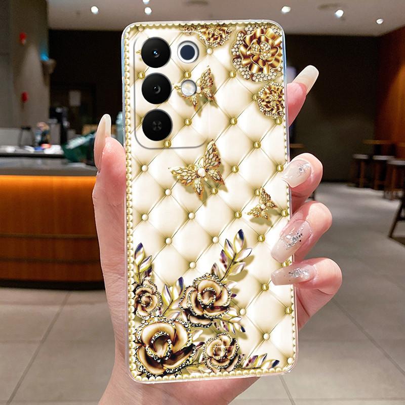 Bumper Soft Transparent TPU Phone Case For OPPO Realme C85 Pro 4G Casing Trendy Rose Rosy Cloud Painted Shockproof Cover
