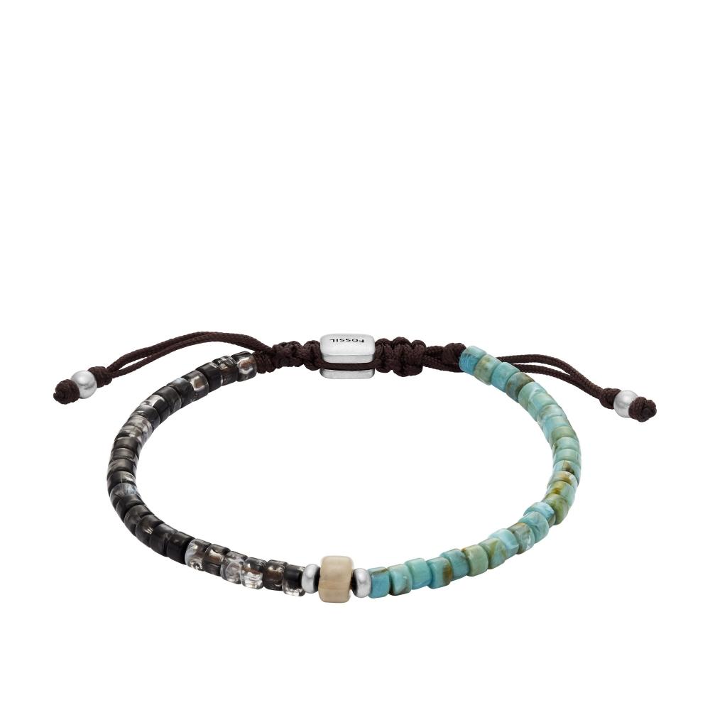 

Fossil Men s Summer Fashion Turquoise and Black Acrylic Beaded Bracelet multi