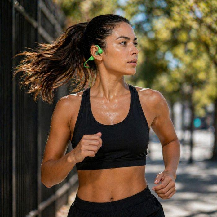 Bluetooth 5.2 Knochenschall-Kopfhörer Grün – Freiliegende Ohrhörer für Musik und Anrufe, Sportdesign
