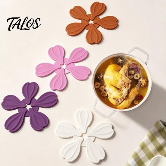 Talos Petal Shaped Coaster, Heat Resistant Silicone Mat, Non-Slip Dishwasher Safe Pot for Kitchen Dining Room