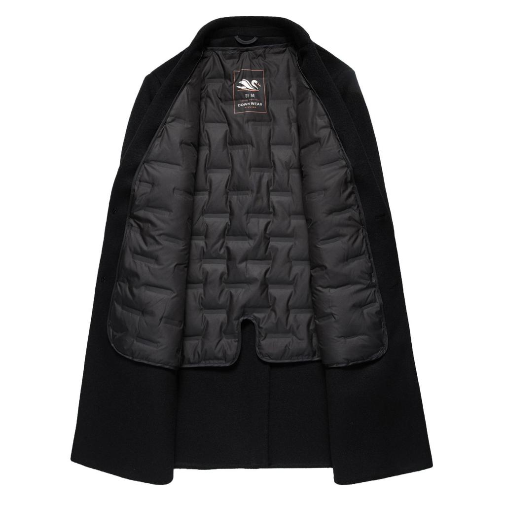 Men's double-sided woolen coat winter new dad cashmere coat mid-length detachable down liner windbreaker