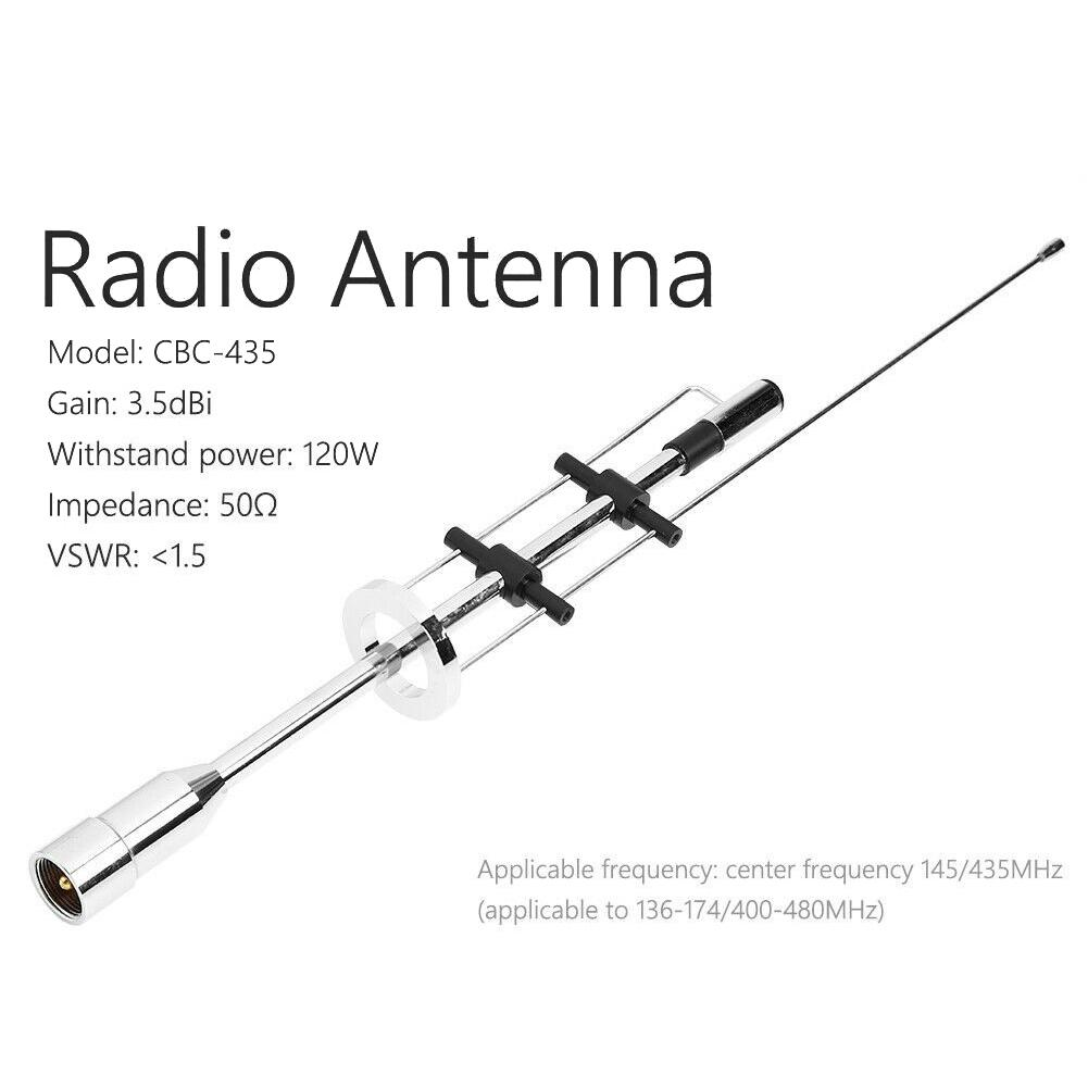 QM82 Dual Band Mobile Radio Antenna CBC435 15 4 Inch Stainless Steel Car Two Way Radio Antenna 145435 MHz with 259 Connector