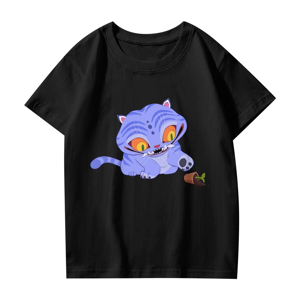 Fashionable Round Neck Short Sleeve Work Clothes Printed Tops For KID Summer Tops