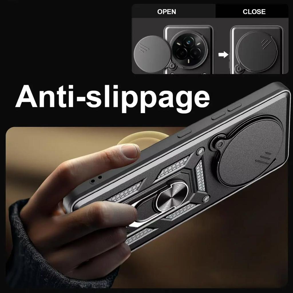 Case for Redmi Note 14 Pro Plus 4G 5G 14C 14R Ring holder Stand Car Magnetic  Armor Shockproof Sliding lens protective cover