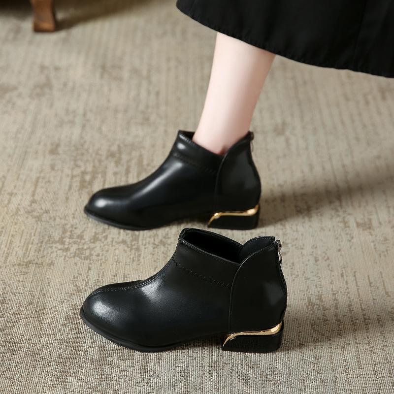 Fashion New Style High-end Top Cowhide Leather Boots Women Fashion Boots Single Winter Warm Shoes Snow Boots Elegant Large Size 35-43