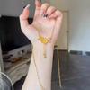 Gold Tassel Double Flower Pendant Layering Necklace for Women Fashion Delicate Casual Daily Elegant