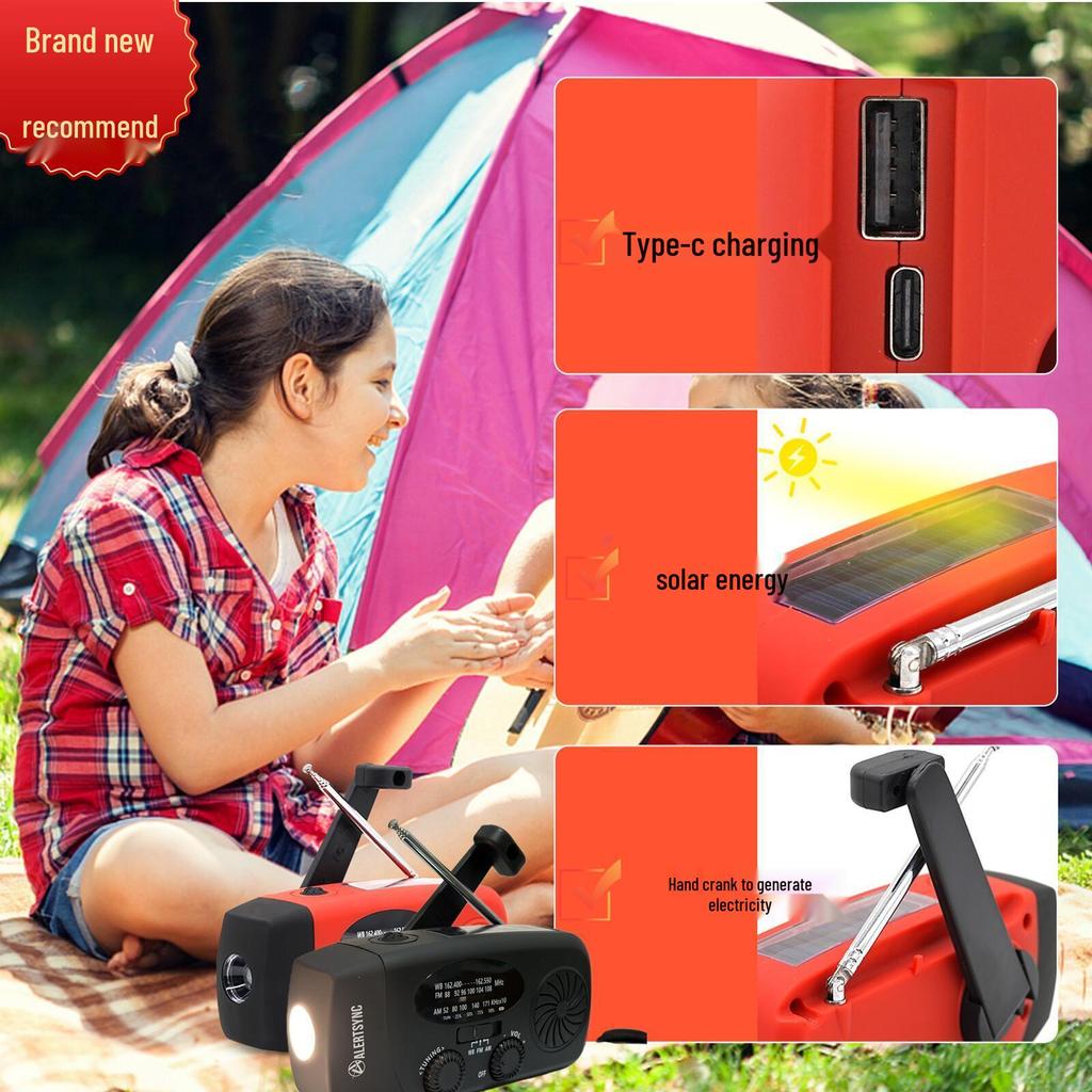 2025 Multifunctional Solar Hand-Crank Emergency Radio with LED and Power Bank
