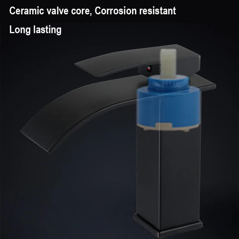 Black Bathroom Basin Faucet Hot Cold Water Mixer Taps Wash Basin Countertop Installation House Decoration Hardware Accessories