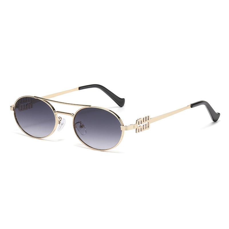 European and American 1111 small frame sunglasses sunglasses double beam oval sunglasses women's concave shape light luxury style