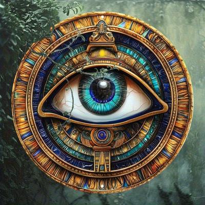 2d Flat 20*20cm, Eye of Horus Round Wooden Wall Art, Wooden Decor for Home, Kitchen, Garden, Bedroom, Bar, Bathroom and More