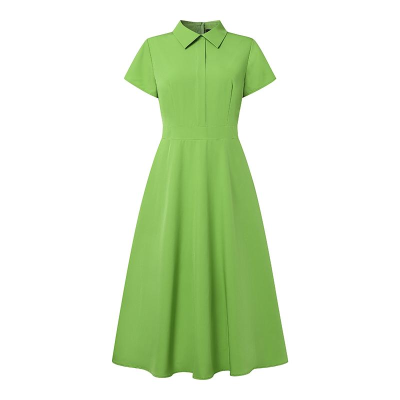 

ZANZEA Женское повседневное летнее платье с отложным воротником и коротким рукавом 5XL зелёный