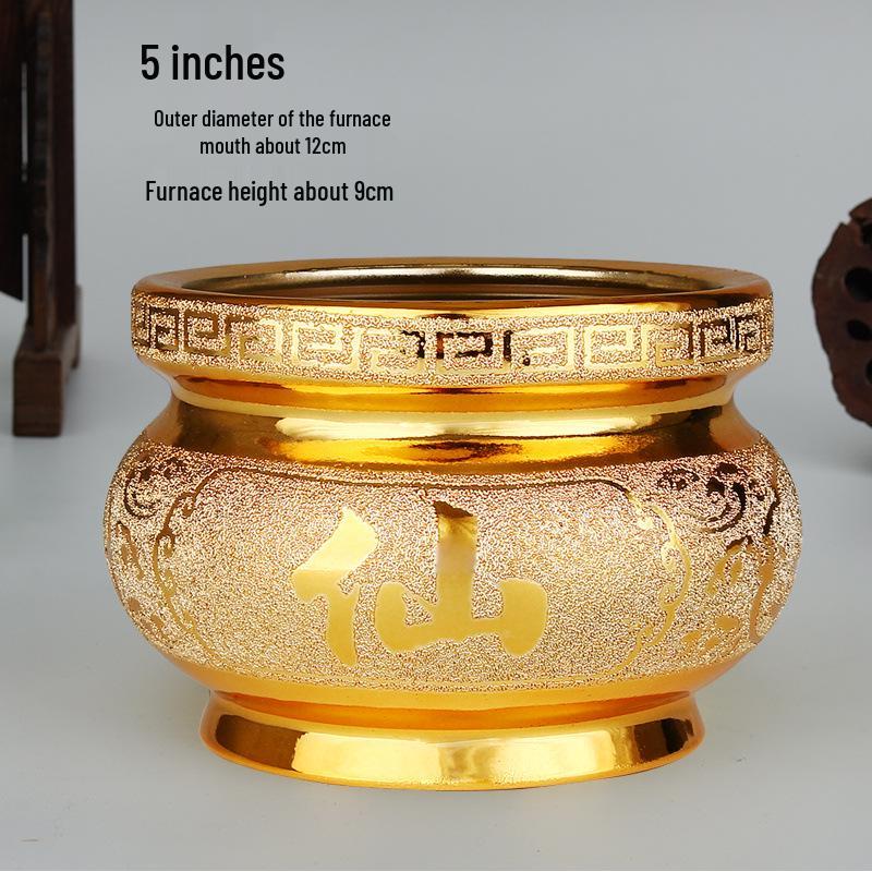 Small Ceramic Buddha Incense Burner with Golden Sand