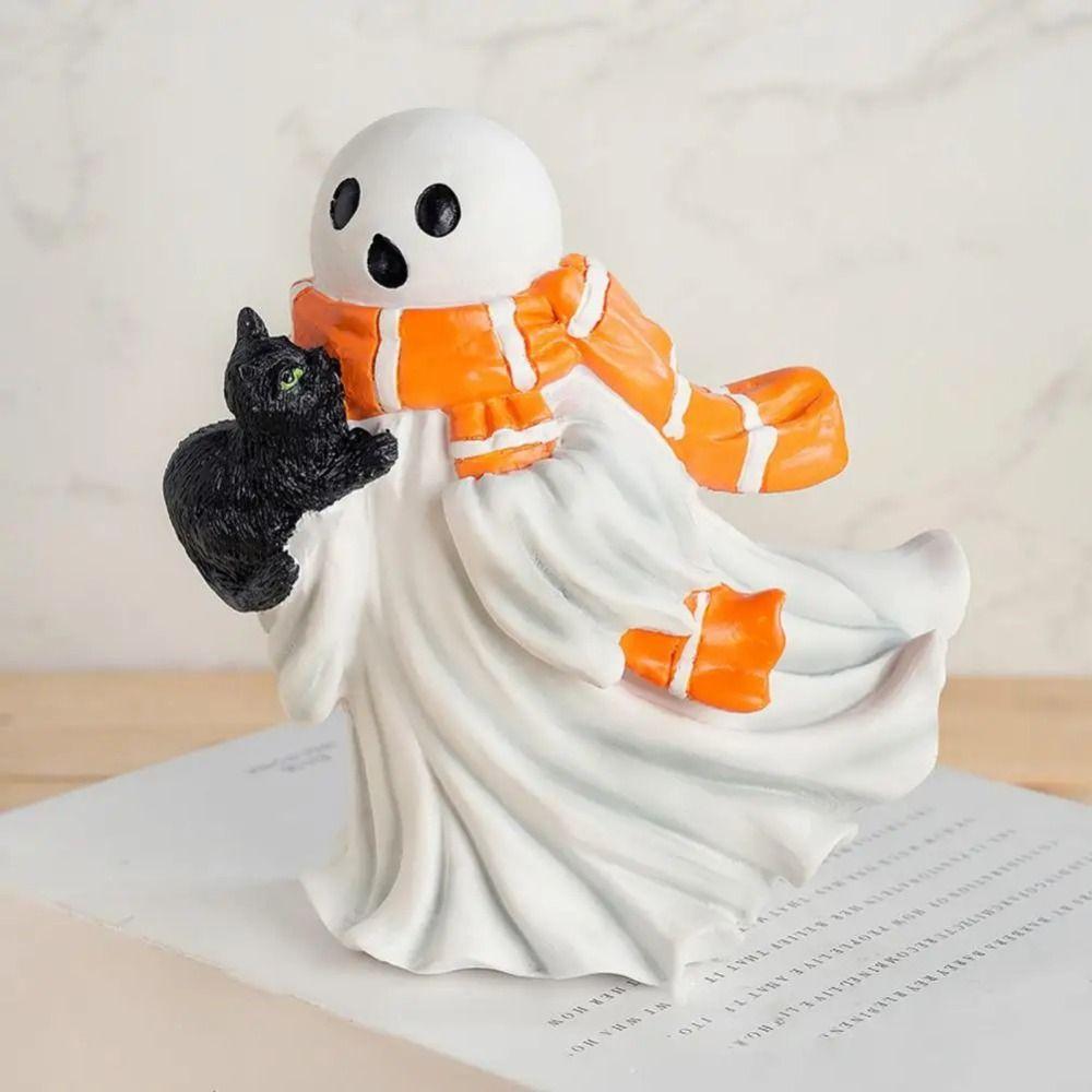 Funny Design Halloween Ghost Statue Cartoon Resin Ghost Figurine Festive Atmosphere