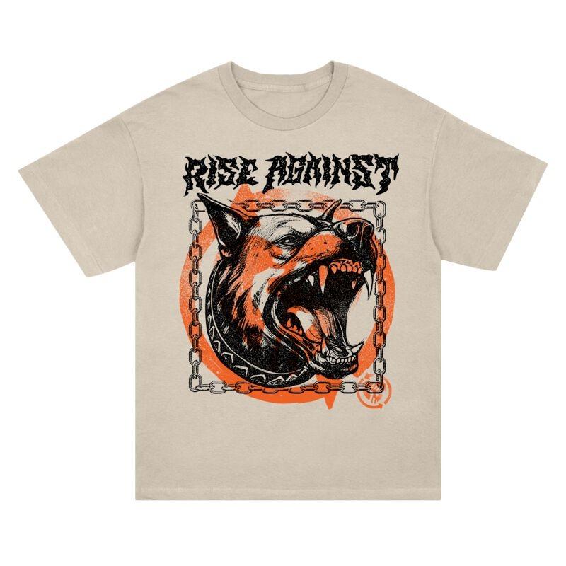 Rise Against Chain Dog Print Cotton TShirt Hardcore Punk Streetwear Unisex Crew Neck Short Sleeve Tee S