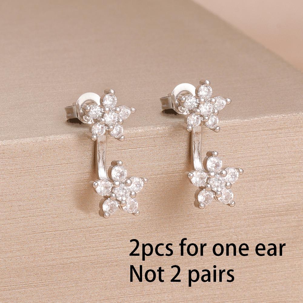 Exquisite Multicolor Crystal Flower Hoop Earrings for Women Girl Stainless Steel Fashion Korean Wedding Romantic Jewelry Gifts
