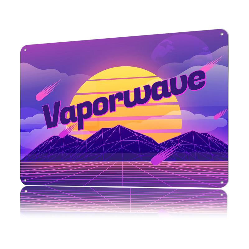 Vaporwave Scifi Cyberpunk Tin Poster Customized Wall Art Retro Vintage Metal Signs for Fans Room Bedroom Decoration Aesthetic 20x30cm(7.8x11.8inch)
