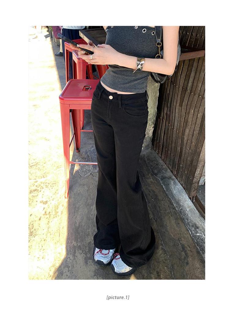 YC&2 Retro Spicy Girl Low-Waist Wide-Leg Flared Jeans for Women - Slimming, Micro-Elastic, Versatile, Spring/Summer
