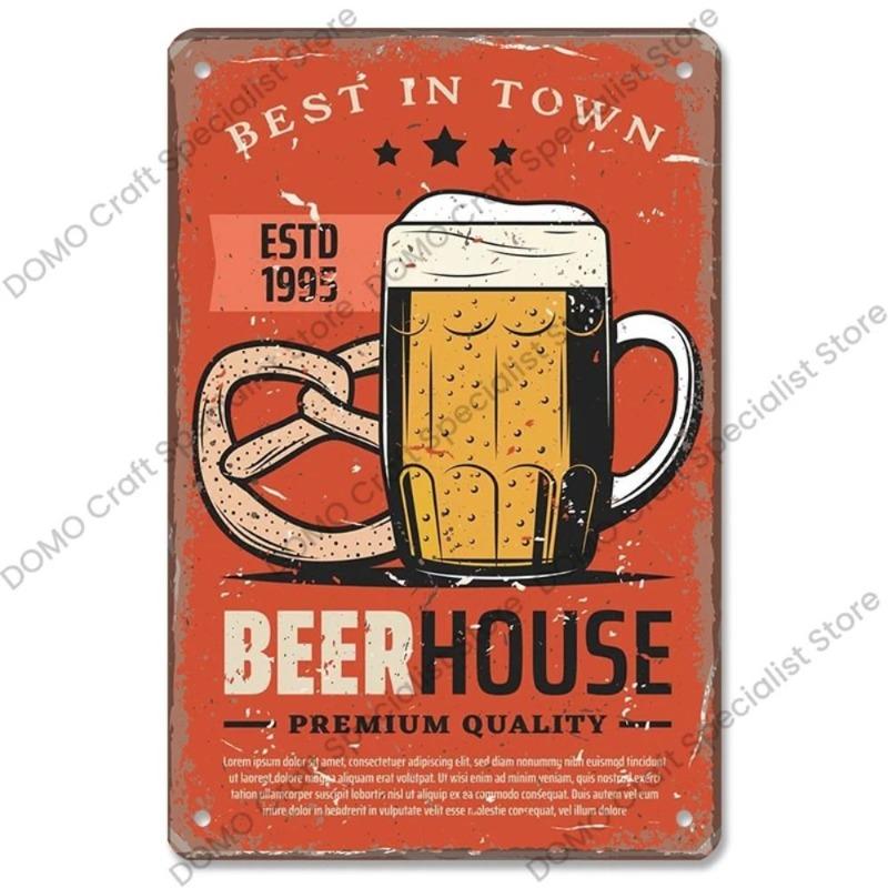 Vintage Beer Metal Sign, New Year Pub Decor Plaque