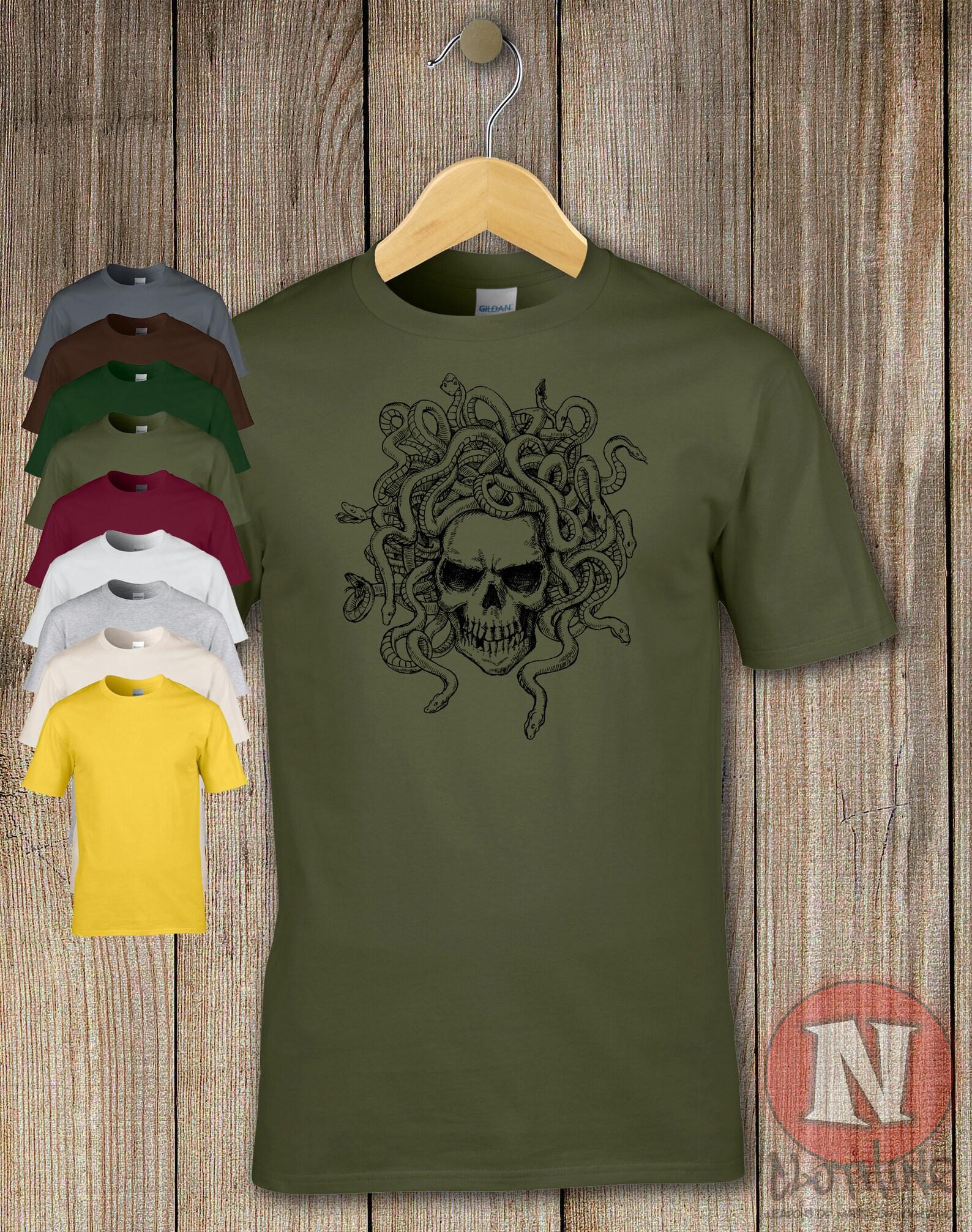 Gothic Medusa skull T-Shirt Skull snake grunge retro style goth tee XL