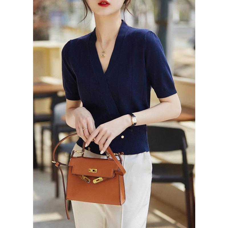 

Трикотажная футболка с V-образным вырезом, облегающего кроя, тонкий топ с короткими рукавами, футболка для женщин, лето XL тёмно-синий