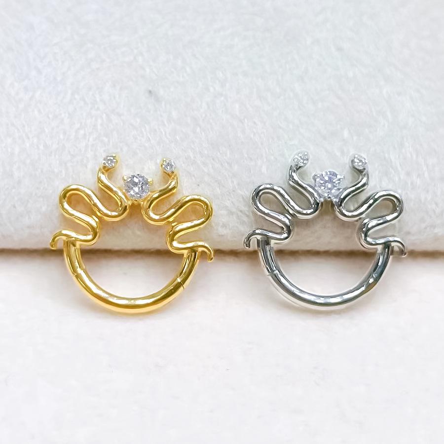 Anello in Lega di Titanio G23 2024 con Frange Intagliate per Naso e Orecchio - Gioiello Piercing Raffinato