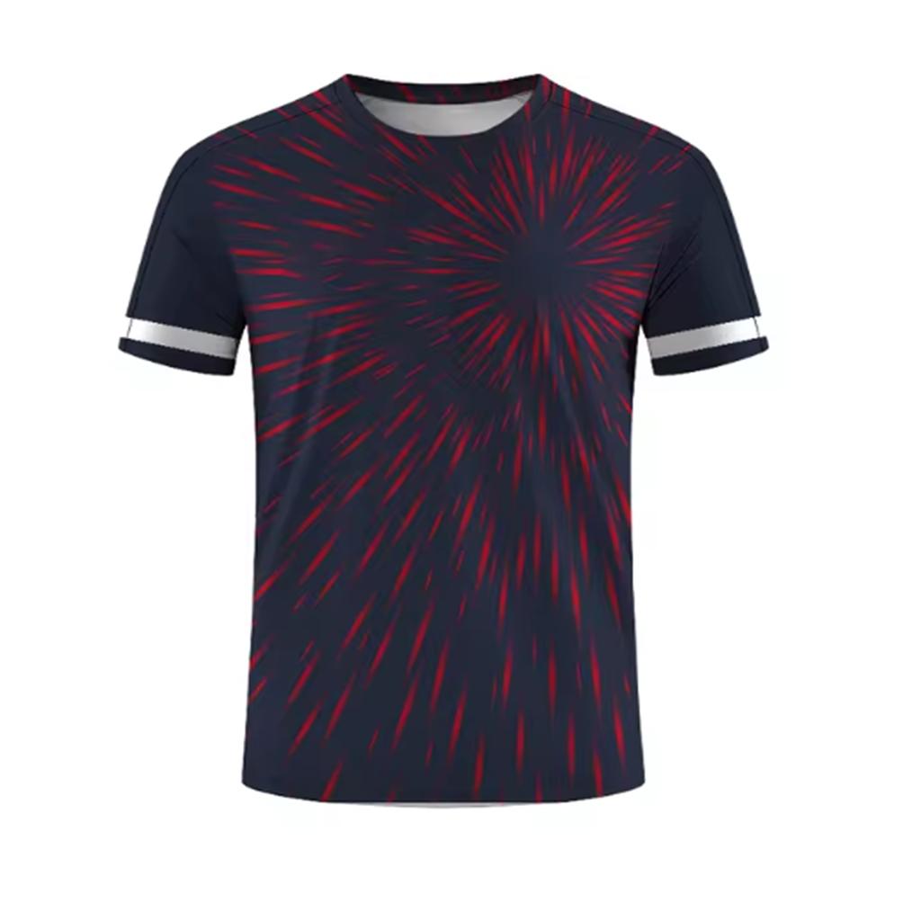 Men's 3D printed striped print breathable casual comfortable loose men's clothing sports T-shirt