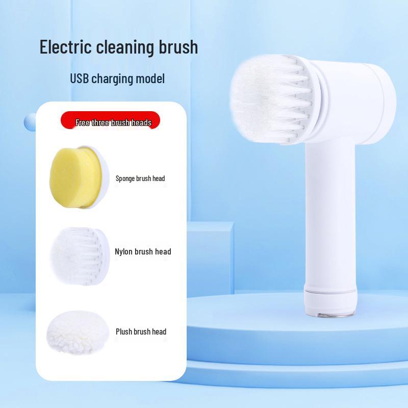Cross-Border Waterproof Wireless Cleaning Brush for Kitchen & Bathroom - Portable, Multi-Functional, with Replacement Heads.