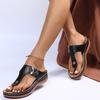 Large size slippers women's spring and summer new fashion slope heel flip-flops wear beach slippers women