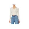 Calvin Klein Jeans Letter Jacquard V-Neck Long Sleeve Knit Top Women Tops Off-White J224287