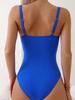 2026 V Neck Pleated Swimsuits Female Swimwear One Piece Swimsuit Women High Cut Bather Bathing Suit Swim Beachwear Slim Bodysuit