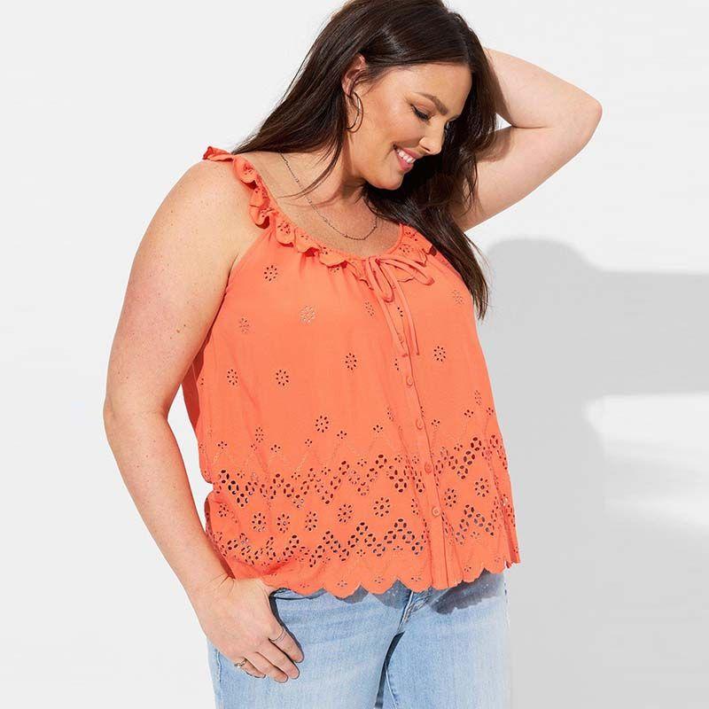 

Plus size women clothing Summer New Export Jacquard Doll Shirt Cami Slimming Inner wear Bottoming Shirt Top C65 Orange Red 4