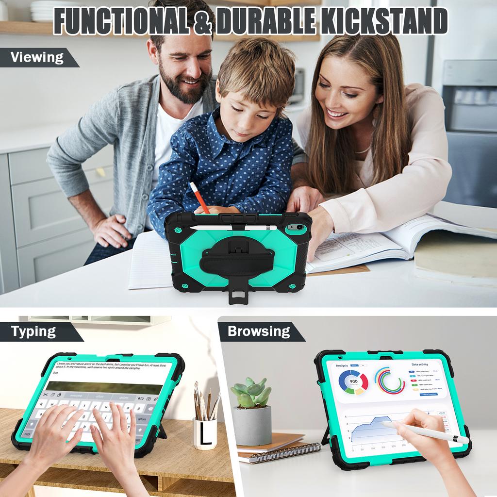 Rotatable Heavy Duty Case Universal for IPad 11" 2025 A16 11th 10.9 2022 10th Generation Armor Stand Cover with Shoulder Strap