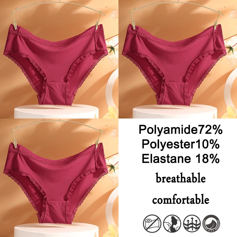 FINETOO Sexy Women's Underwear Lace Edges Briefs Seamless Panty Low Waist Sexy Panties 4 Colors Close Fitting Comfortable Panty