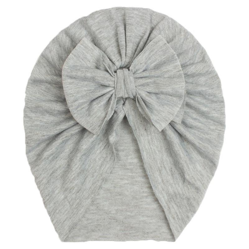 New autumn children's solid color imitation cotton hat, baby comfortable bow pullover hat, baby hat