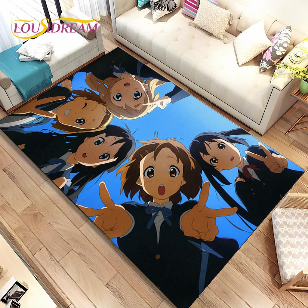 K-ON Kreskówka Urocza Lolita Kawaii Dziewczyny Dywanik Obszarowy, Dywanik Dywanowy do Salonu Sypialni Sofa Wycieraczka Dekoracja, Antypoślizgowa Mata Podłogowa 3D