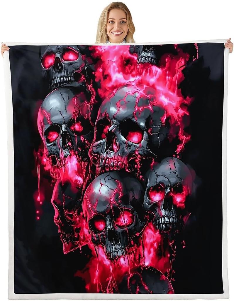 GUOYU Decke Happy Halloween Fleece-Decke Baby Kürbis Geist Feiertags Sherpa-Decke Gotische Fledermäuse Florale Pflanzen Flauschige Plüschdecke für Kinder