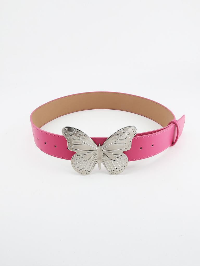 2023 Spring Season European And American Women's Belt Retro Pink Waistband With Alloy Butterfly Buckle