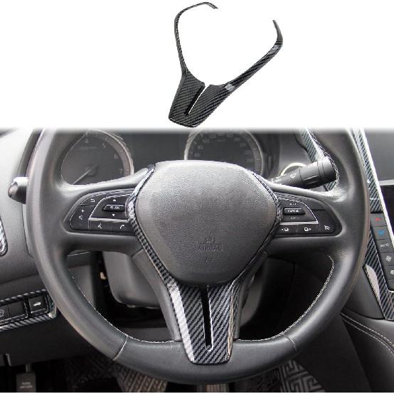 Steering Wheel Cover Molding Trims Accessoriess for Infiniti Q50 2014-2024 QX50 QX55 Q60 2017-2023 (Carbon Fiber Pattern)