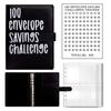 100 Envelope Savings Challenge Kit PU Binder with Numbered Pockets And Progress Trackers A5 Budget Planner for Couples Individuals