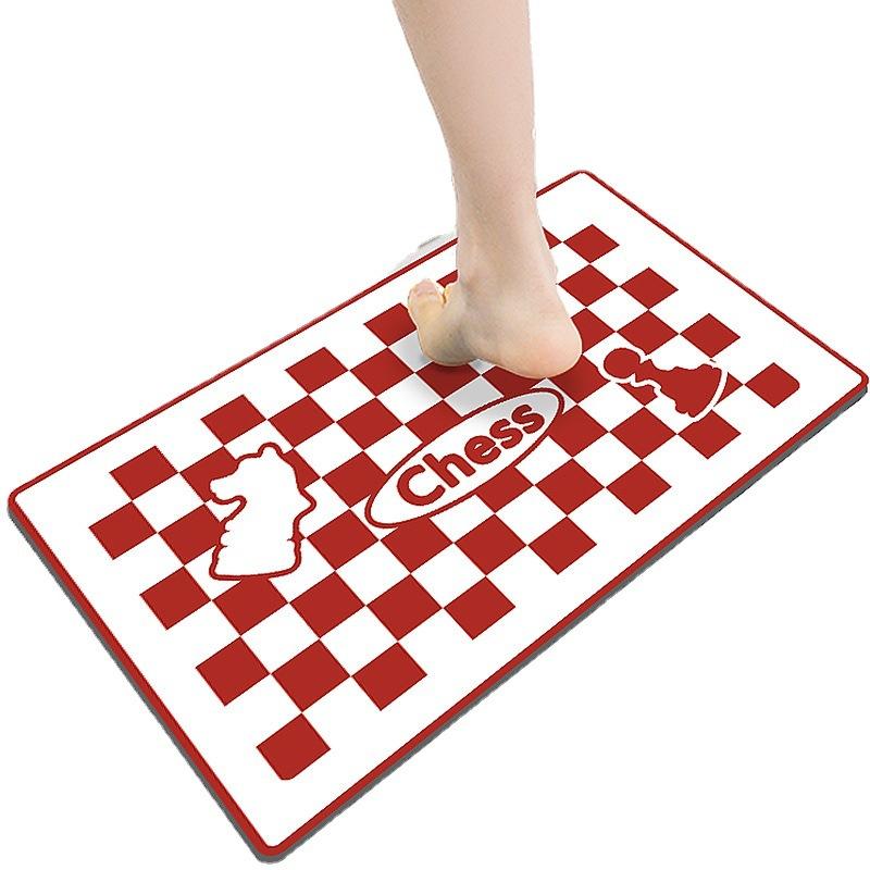 Checkerboard Soft Diatom Mud Absorbent Mat Bathroom Bathroom Door Non-slip Quick Drying Mat Door Mat Entry