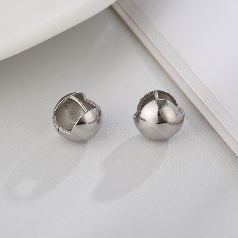 

925 Sterling Silver Round Ball Simple Stud Earrings For Woman Vintage Earrings Luxury Jewelry Prevent Allergies Argent 925 серебряный