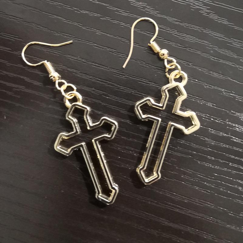 In-Trend Punk Style Hollow Cross Alloy Earrings for Women