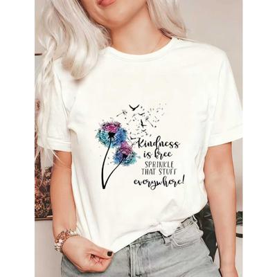 T-shirt Oversize La Gentilezza è Gratuita Spargila Ovunque Stampa Floreale Tarassaco Abbigliamento Casual Per Donne Outfit Estivi Moda Streetwear Top