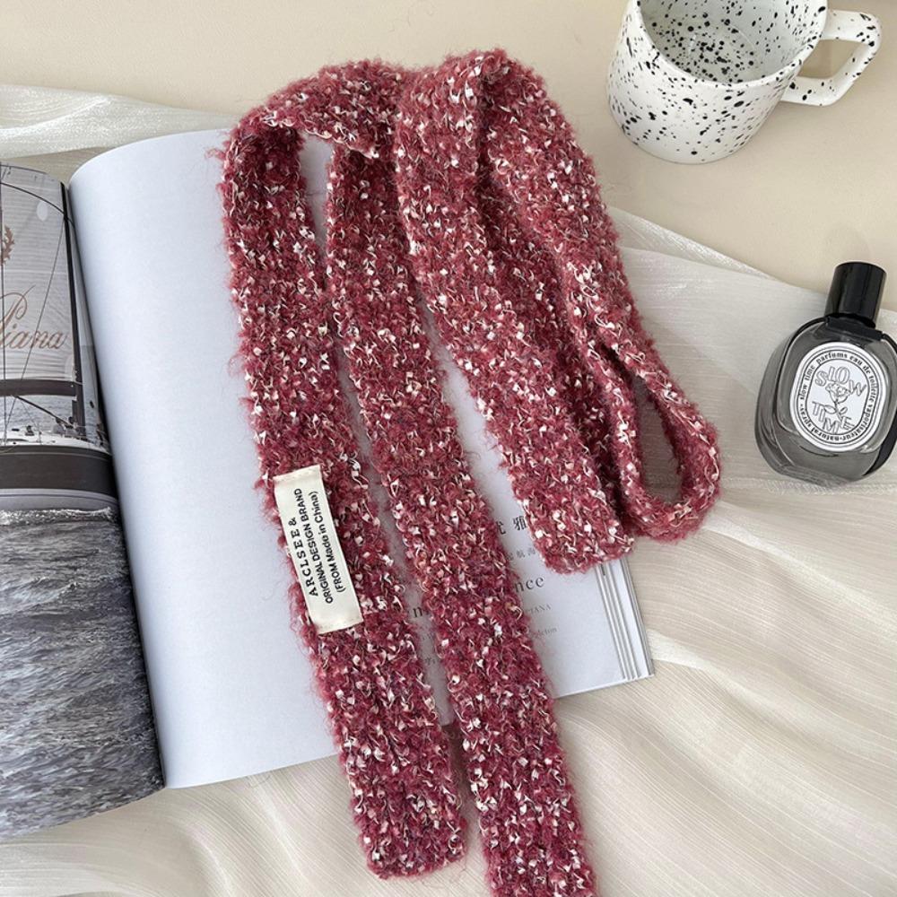 Harajuku Long Narrow Scarves Y2K Plush Knitted Scarves Casual Spicy Girl Scarf  Winter/ Autumn
