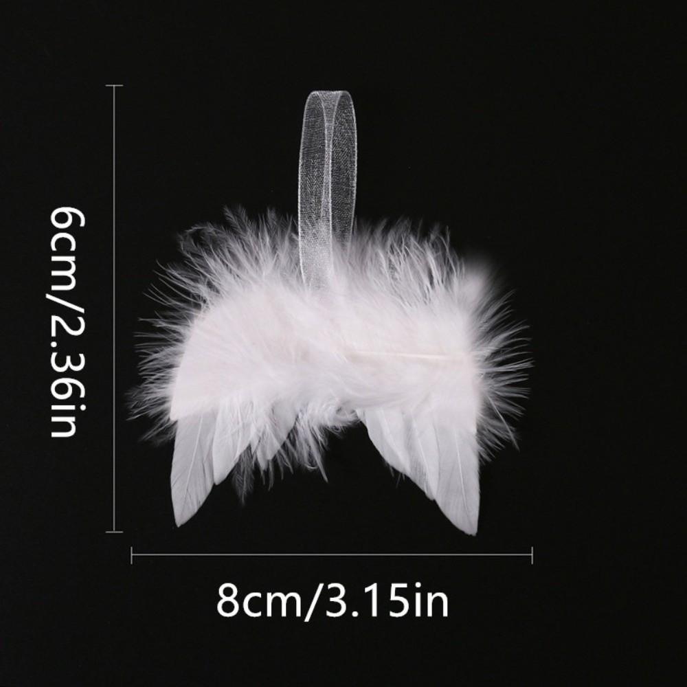 5Pcs White Feather Angel Wings Hanging Christmas Tree Ornaments Christmas Tree Decor