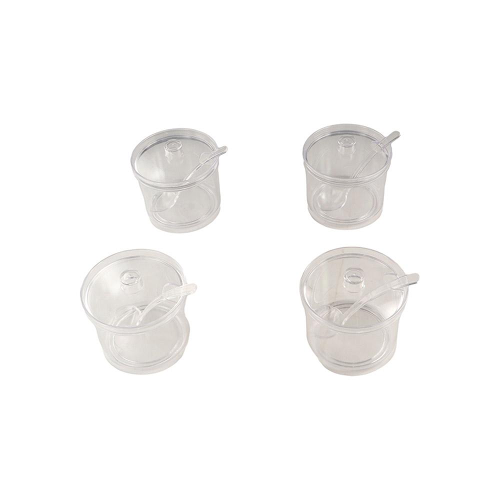 Anti-fall Acrylic Sugar Bowl With Spoon and Lid Condiment Container Seasoning Jar  Restaurant