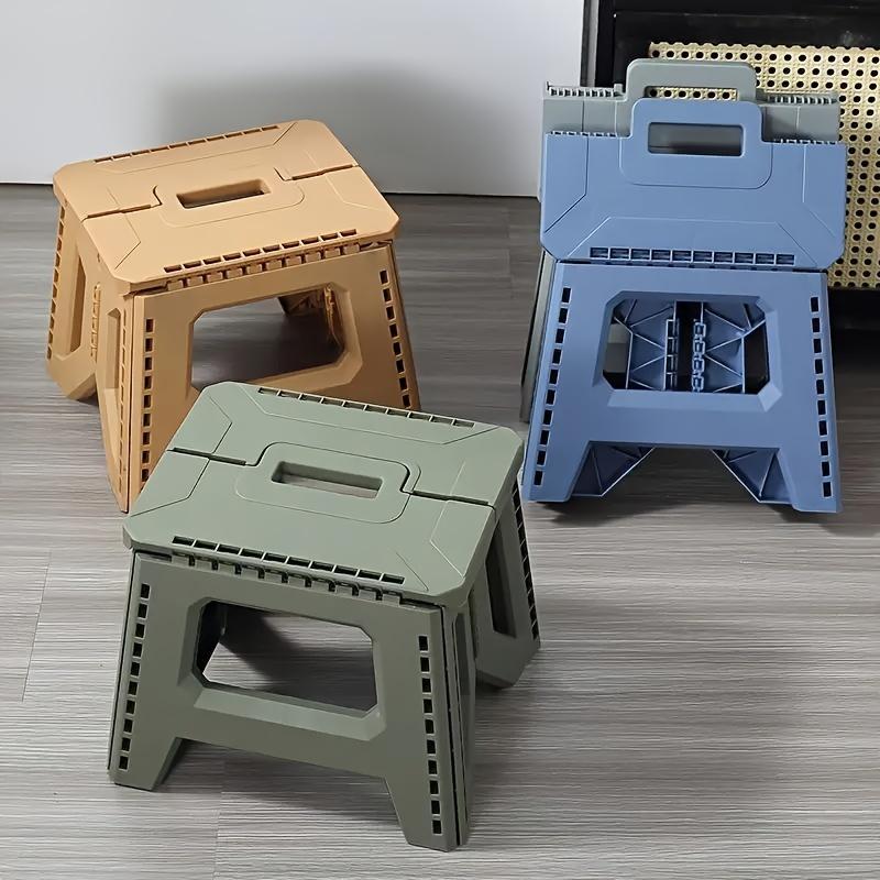 Square Plastic Collapsible Stool - Heavy-Duty Thickened Portable Folding Stool with Handle, 1 Pack for Indoor, Gatherings, Picnic,Fishing | Durable PP