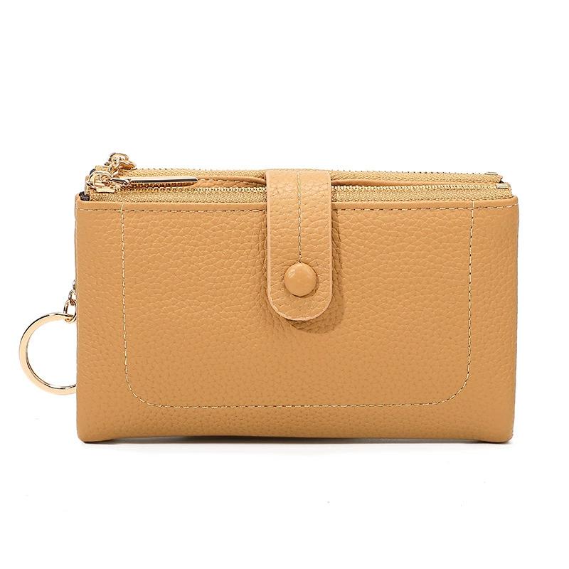 

Chain Women s Wallet Minimalist Double Zipper Short Three Layer Large Capacity Purse Card Holder ID Card Credit Bank Card Holder Money Bag